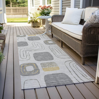 Piper Looms Chantille Geometric ACN1670 Gray Machine Washable Area Rug Runner Outdoor Lifestyle Image Feature