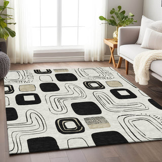 Piper Looms Chantille Geometric ACN1670 Ivory Machine Washable Area Rug Lifestyle Image Feature