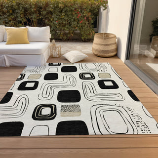 Piper Looms Chantille Geometric ACN1670 Ivory Machine Washable Area Rug Outdoor Lifestyle Image Feature