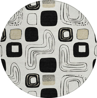 Piper Looms Chantille Geometric ACN1670 Ivory Machine Washable Area Rug Round Main Image