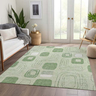 Piper Looms Chantille Geometric ACN1670 Mint Machine Washable Area Rug Lifestyle Image Feature
