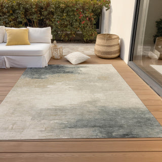Piper Looms Chantille Abstract ACN1672 Beige Machine Washable Area Rug Outdoor Lifestyle Image Feature