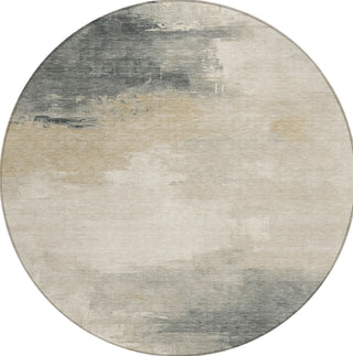 Piper Looms Chantille Abstract ACN1672 Beige Machine Washable Area Rug Round Main Image