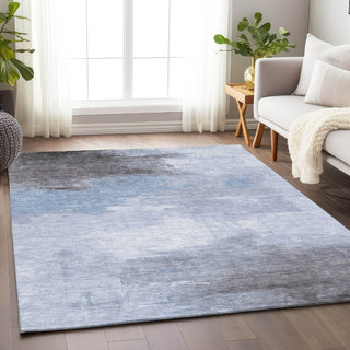 Piper Looms Chantille Abstract ACN1672 Sky Machine Washable Area Rug Lifestyle Image Feature