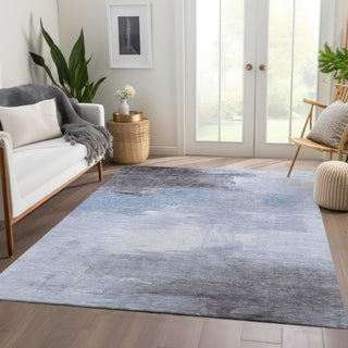 Piper Looms Chantille Abstract ACN1672 Sky Machine Washable Area Rug Lifestyle Image Feature