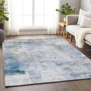 Piper Looms Chantille Abstract ACN1673 Denim Machine Washable Area Rug Lifestyle Image Feature