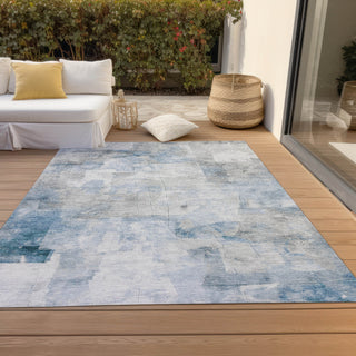 Piper Looms Chantille Abstract ACN1673 Denim Machine Washable Area Rug Outdoor Lifestyle Image Feature