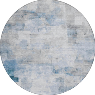 Piper Looms Chantille Abstract ACN1673 Denim Machine Washable Area Rug Round Main Image