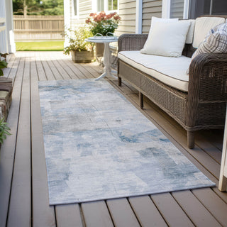 Piper Looms Chantille Abstract ACN1673 Denim Machine Washable Area Rug Runner Outdoor Lifestyle Image Feature
