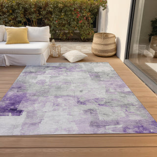 Piper Looms Chantille Abstract ACN1673 Lavender Machine Washable Area Rug Outdoor Lifestyle Image Feature