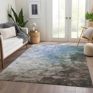 Piper Looms Chantille Abstract ACN1674 Denim Machine Washable Area Rug Lifestyle Image Feature