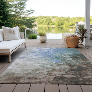 Piper Looms Chantille Abstract ACN1674 Denim Machine Washable Area Rug Outdoor Lifestyle Image Feature
