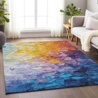 Piper Looms Chantille Abstract ACN1674 Gold Machine Washable Area Rug Lifestyle Image Feature