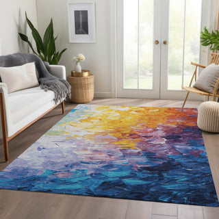 Piper Looms Chantille Abstract ACN1674 Gold Machine Washable Area Rug Lifestyle Image Feature