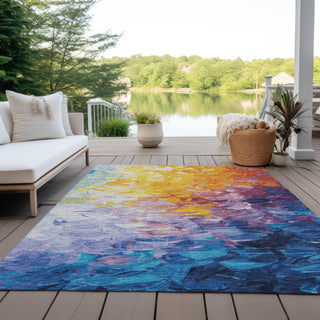 Piper Looms Chantille Abstract ACN1674 Gold Machine Washable Area Rug Outdoor Lifestyle Image Feature