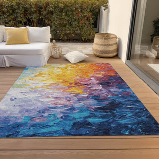 Piper Looms Chantille Abstract ACN1674 Gold Machine Washable Area Rug Outdoor Lifestyle Image Feature