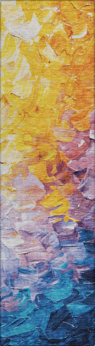 Piper Looms Chantille Abstract ACN1674 Gold Machine Washable Area Rug Runner Main Image