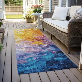 Piper Looms Chantille Abstract ACN1674 Gold Machine Washable Area Rug Runner Outdoor Lifestyle Image Feature