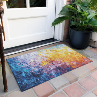 Piper Looms Chantille Abstract ACN1674 Gold Machine Washable Area Rug Scatter Outdoor Lifestyle Image Feature