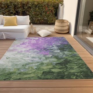 Piper Looms Chantille Abstract ACN1674 Purple Machine Washable Area Rug Outdoor Lifestyle Image Feature
