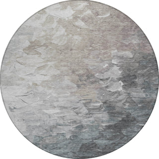 Piper Looms Chantille Abstract ACN1674 Taupe Machine Washable Area Rug Round Main Image