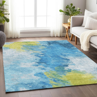 Piper Looms Chantille Abstract ACN1675 Blue Machine Washable Area Rug Lifestyle Image Feature