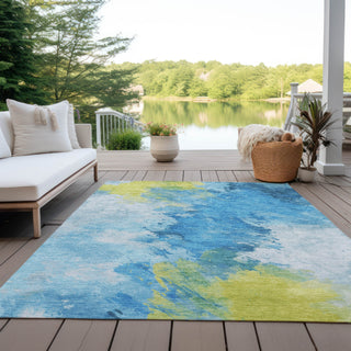 Piper Looms Chantille Abstract ACN1675 Blue Machine Washable Area Rug Outdoor Lifestyle Image Feature