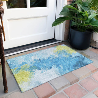 Piper Looms Chantille Abstract ACN1675 Blue Machine Washable Area Rug Scatter Outdoor Lifestyle Image Feature