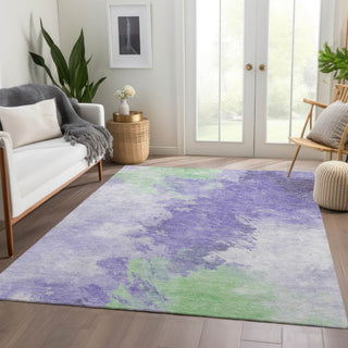 Piper Looms Chantille Abstract ACN1675 Lavender Machine Washable Area Rug Lifestyle Image Feature