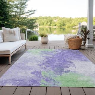 Piper Looms Chantille Abstract ACN1675 Lavender Machine Washable Area Rug Outdoor Lifestyle Image Feature