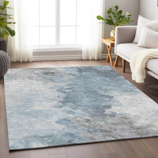 Piper Looms Chantille Abstract ACN1675 Sky Machine Washable Area Rug Lifestyle Image Feature