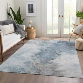 Piper Looms Chantille Abstract ACN1675 Sky Machine Washable Area Rug Lifestyle Image Feature