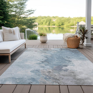 Piper Looms Chantille Abstract ACN1675 Sky Machine Washable Area Rug Outdoor Lifestyle Image Feature
