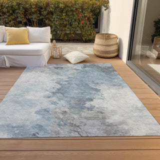 Piper Looms Chantille Abstract ACN1675 Sky Machine Washable Area Rug Outdoor Lifestyle Image Feature