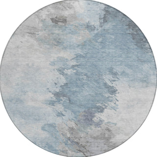 Piper Looms Chantille Abstract ACN1675 Sky Machine Washable Area Rug Round Main Image