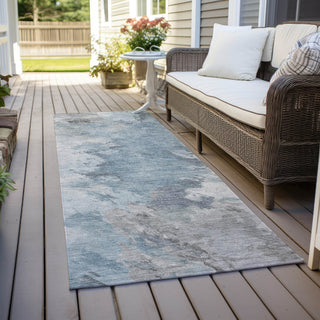 Piper Looms Chantille Abstract ACN1675 Sky Machine Washable Area Rug Runner Outdoor Lifestyle Image Feature