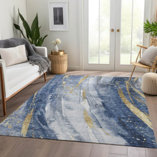 Piper Looms Chantille Swirls ACN1676 Blue Machine Washable Area Rug Lifestyle Image Feature
