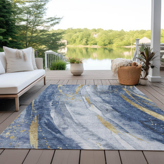 Piper Looms Chantille Swirls ACN1676 Blue Machine Washable Area Rug Outdoor Lifestyle Image Feature