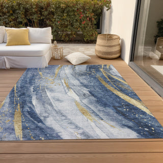 Piper Looms Chantille Swirls ACN1676 Blue Machine Washable Area Rug Outdoor Lifestyle Image Feature