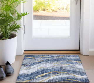 Piper Looms Chantille Swirls ACN1676 Blue Machine Washable Area Rug Scatter Lifestyle Image Feature