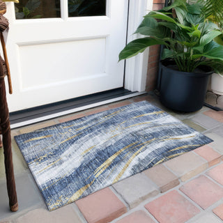 Piper Looms Chantille Swirls ACN1676 Blue Machine Washable Area Rug Scatter Outdoor Lifestyle Image Feature