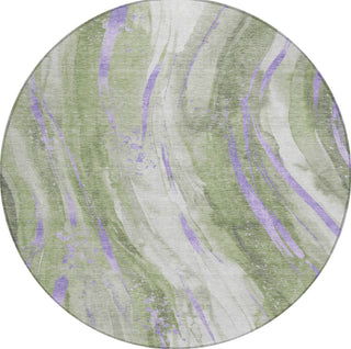 Piper Looms Chantille Swirls ACN1676 Olive Machine Washable Area Rug Round Main Image