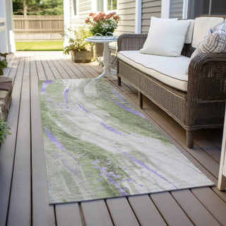 Piper Looms Chantille Swirls ACN1676 Olive Machine Washable Area Rug Runner Outdoor Lifestyle Image Feature