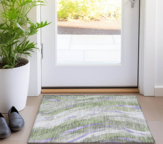 Piper Looms Chantille Swirls ACN1676 Olive Machine Washable Area Rug Scatter Lifestyle Image Feature