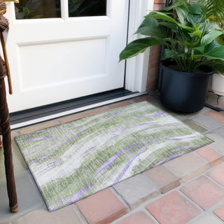 Piper Looms Chantille Swirls ACN1676 Olive Machine Washable Area Rug Scatter Outdoor Lifestyle Image Feature