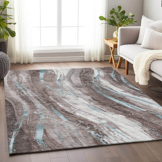 Piper Looms Chantille Swirls ACN1676 Taupe Machine Washable Area Rug Lifestyle Image Feature