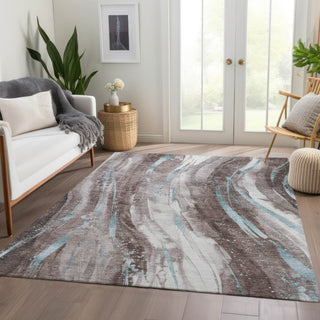 Piper Looms Chantille Swirls ACN1676 Taupe Machine Washable Area Rug Lifestyle Image Feature