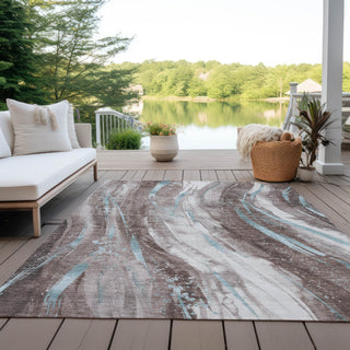 Piper Looms Chantille Swirls ACN1676 Taupe Machine Washable Area Rug Outdoor Lifestyle Image Feature