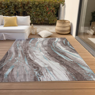 Piper Looms Chantille Swirls ACN1676 Taupe Machine Washable Area Rug Outdoor Lifestyle Image Feature