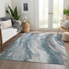 Piper Looms Chantille Swirls ACN1676 Teal Machine Washable Area Rug Lifestyle Image Feature